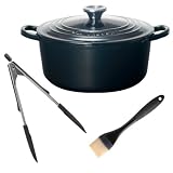 Amazon.co.jp限定 【33000円相当入り】日本正規品 ルクルーゼスペシャルセット ココットロンド22ｃｍ シャイニーブラック&ツールセット 9032の画像