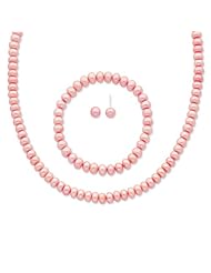 Sterling Silver Rose 6-7mm Fw Cult. Pearl Set, Best Quality Free Gift Box Satisfaction Guaranteed