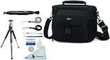 Lowepro Nova 180 AW Shoulder Bag + Accessory Kit for Olympus Evolt E1/E3/E-5/E30/E300/E410/E411/E420/E450/E500/E510/E520/E-600/E620/PEN E-P1/E-P2/E-P3/E-PL1/E-PL1s/E-PL2/E-PL3/E-PM1 Micro Four Thirds Digital D-SLR Cameras
