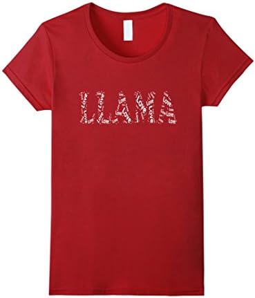 Women's Love Llama Shirt, I Love Llamas T-Shirt Word Graphic Tee Large Cranberry