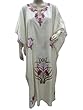 Designer Kaftans Off White Kashmir Crewel Embroidered Caftans Free Size