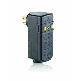 Leviton 16593 Compact Right Angle Plug-In GFCI with Open Neutral Protection, Black