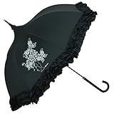 Lumiebre(ルミエーブル) 長傘 手開き fleur rose ブラック 晴雨兼用雨傘