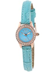Invicta Womens 14693 Angel Blue Dial Crystal Accented Light Blue Leather Watch