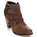 Coshare Women's Fashion Leather PU Strappy Upper Ankle High Chunky Heel Booties