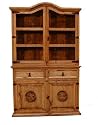 Furniture online: Small Two Piece China Cabinet With Stars (Brown) (76.00"H x 47.00"W x 19.50"D)