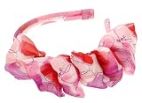 L. Erickson USA 7 Loop Headband 100% Silk Chiffon Floral Pink