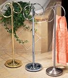 Free Standing Floor Towel Holder with Rings - Polished Brass