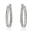 Hoops Earrings With 1.00ctw Genuine Diamonds Beautifully Crafted in White Gold Length 30.5mm