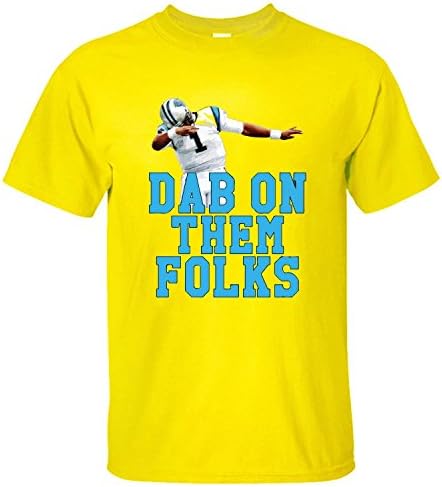 XNANA Men's Cam Newton Dab Dance Round Collar Short Sleeves T-Shirt yellow XL