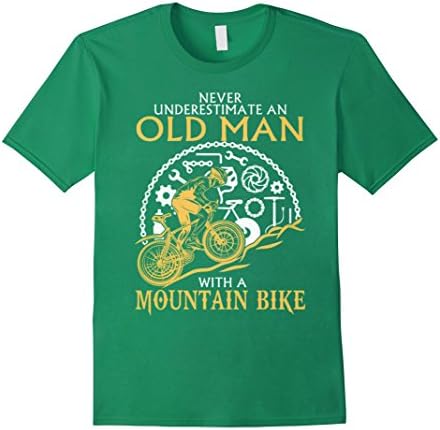 Men's Mountain Bike Shirt - Old Man with a Mountain Bike Large Kelly Green