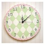 New Arrivals Harlequin Wall Clock, Pink/Green