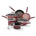 Rachael Ray Porcelain Enamel II Nonstick Cookware Set, 10-Piece, Red