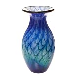 Hand Blown Blue Flower Art Glass vase