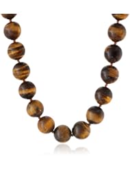 14k Yellow Gold 14mm Tiger-Eye Bead Necklace, 17"