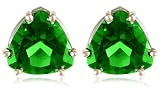 Jewelry : 14k Choice of White or Yellow Gold 8mm Chrome Diopside Trillion Cut Stud Earrings