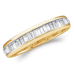 Baguette Diamond Wedding Ring 14k Yellow Gold Anniversary Band (.15ct)