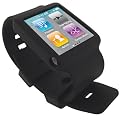 igadgitz Housse Etui Pochette Coque Case en Silicone de couleur Noir avec Bracelet pour Apple iPod Nano 6G 6�me Gen G�n�ration 8 go gb & 16 go gb + protecteur d'�cran