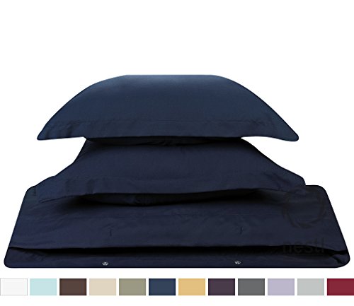 Duvet Cover for a Duvet Insert Comforter, Queen Size, Dark Navy Blue Solid Color, 100% Double Brushed Microfiber Fabric 1800 Series Luxury Bedding Collection, Hypoallergenic, Most Cozy Comfortable Bedroom Set on Amazon, Basic 3-Piece Set Includes Silky Soft Duvet Cover with Pillow Shams, Supreme Quality Bed Linen Sale by Nestl Bedding