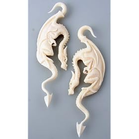 4g Bone Plug with Dragon Design - 5mm - Sold Per Pair
