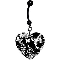 Heart Bw Flight of The Butterfly Belly Ring