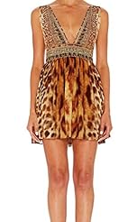 V-neck Silk Short Fitted Crystal Tiered  Dress With a Sash 