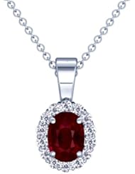 Platinum Cushion Cut Ruby And Round Diamond Pendant