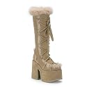 CAMEL-311 5" Knee Wht Pu Fur Trimed Knee Boo