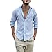 Zbrandy Men's Cotton Linen Blend Shirts Ultra Light Colorful Shirts Colour Blue Size L