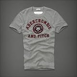 Abercrombie & Fitch アバクロ メンズ 半袖 Tシャツ [グレー/LOGOアップリケ] 並行輸入品 XXLサイズ