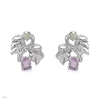 Earrings With 1.50ctw Precious Stones - Genuine Amethysts, Diamonds and Peridots Beautifully Crafted in 925 Sterling silver. Total item weight 7.0g Length 20.5mm