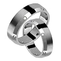 Joi Titanium Wedding Band Set with Bevelled Edge & Diamonds