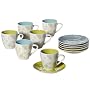 Yedi Houseware Classic Coffee and Tea Retro Flowers Teacups and Saucers, Set of 6