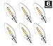 Hyperikon LED Edison Filament Candle 4-Watt (40-Watt Equivalent), Dimmable, Blunt Tip, Small Base (E12), 2700K (Warm White), 340°-Beam Angle - (Pack of 6)