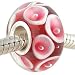 Murano Style Glass Pink Passion .925 Silver Core Bead for European Charm Bracelet