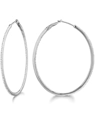 Micro Prong Sterling silver Diamond 0.42ct oval hoop Earring (H-I, I2-I3)