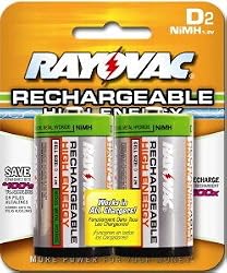Rayovac High Yeild Rechargeable D Size Batteries 2-Pack (NiMH)