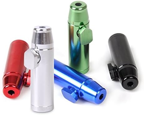 hermeshine TM Aluminum Tobacco Snuff Bullet Black - rocket sniffer snorter (Pack of 5)