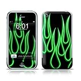 Green Neon Flames Design Protective Skin Decal Sticker for Apple iPhone (2G)1st Generation