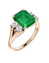 14K Rose Gold 10.00x8.00mm Emerald Cut Chatham Created Emerald and Diamond Ring -- LIFETIME WARRANTY