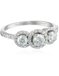 14k White Gold Diamond (1cttw, H-I Color, I2-I3 Clarity) 3-Stone Ring, Size 7