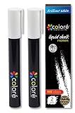 Colore Brilliant White Liquid Chalk Markers - Best For Restaurant Menu Board, Glass, Whiteboard, Kitchen Chalkboard Paint, Mirror, Blackboard, Windows - Great Chalk Ink Pens For Kids & Artist - 2 Pack