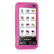 Hot Pink Premium Silicone Skin Snap-On Cover Case Cell Phone Protector for Samsung i900 Omnia + Lanyard Gift