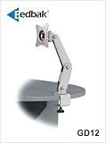 EDBAK GD12S LCD/TFT Desk Mount silver - double height adjustable arm - fits virtually all PC computer LCD monitors from 14 15 17 19 20 to 22 inch flat screen monitors up to 15 kg VESA 75x75 100x100 FDMI standard compliant universal bracket for wall mounting with rotate, tilt, and swivel support HIGH QUALITY powder coated