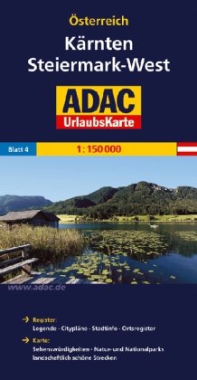Carto Travel, Ostfildern ADAC Urlaubskarte K&auml;rnten, Steiermark West 1:150.000: Register: Legende, Citypl&auml;ne, Stadtinfo, Ortsregister. Karte: Sehen ...