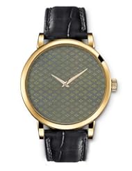SPRAWL Aanalog Fashion Series Gold Ladies Watches of Genuine Black Leather Strap,Unique Wrist Watch for Women Girls Designed with Yellow flowers on gray background
