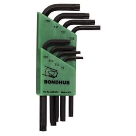 Bondhus 31734 Set of 8 Star L-wrenches, Short Length, sizes T9-T40 by Bondhus Corporation