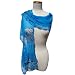 SilkNOW 100% Silk Crocheted Chiffon Georgette Turquoise Scarf