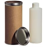 Qorpak PLC-03412 Fiberboard Specimen Mailer and 8 ounce High Density Polyethylene NM Cylinder Bottle with White PP SturdeeSeal PE Foam Lined Cap Attached, 2.5