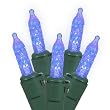 Set of 35 LED Blue M5 Mini Christmas Lights - Green Wire